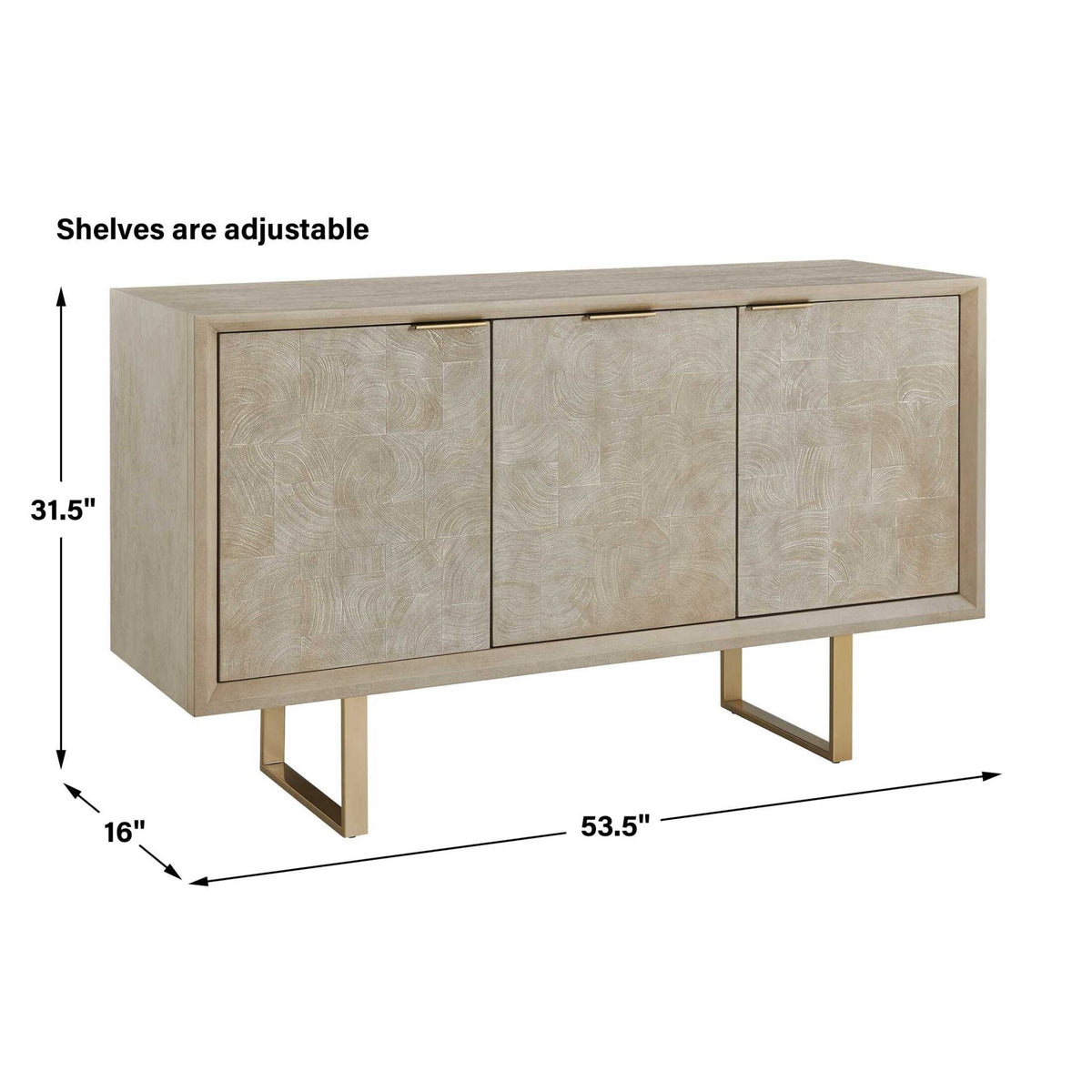 Maeva 3 Door Light Wood Cabinet Cabinets & Chests| Uttermost