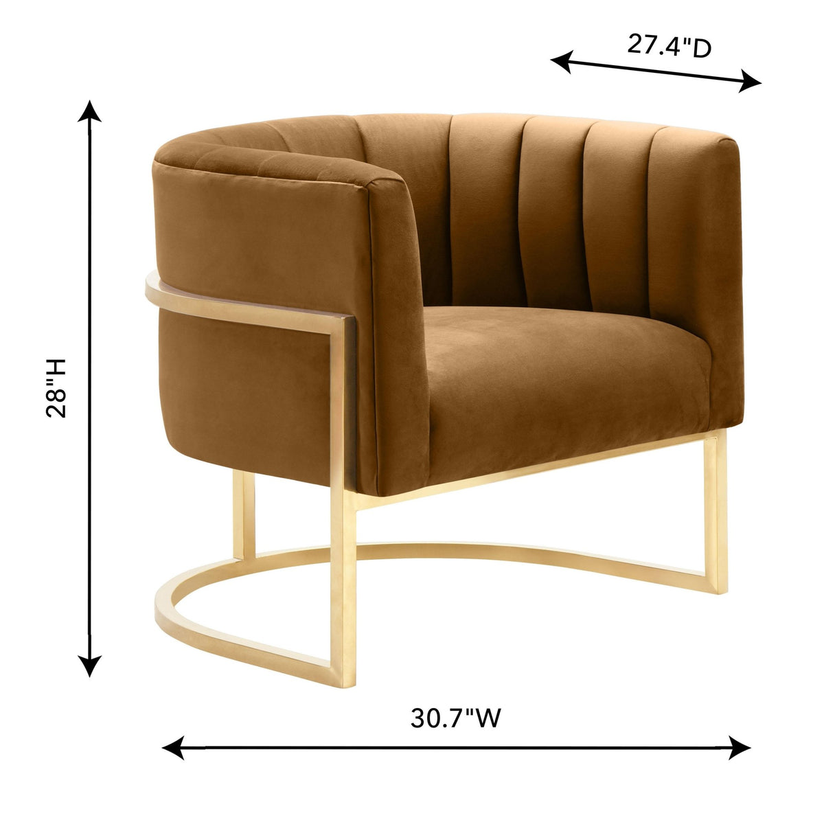 Magnolia Cognac Velvet Chair Chairs| TOV