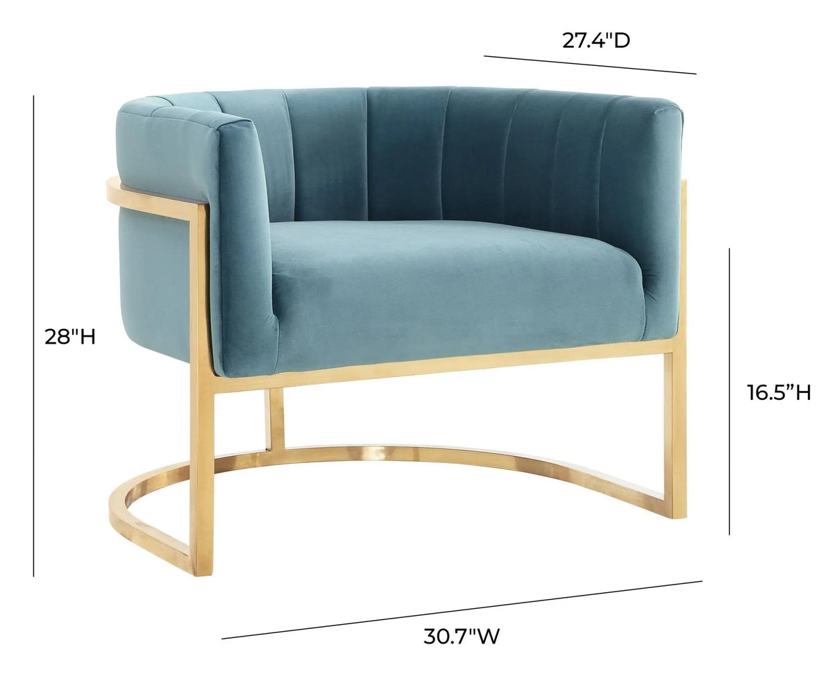 Magnolia Sea Blue Chair with Gold Base Chairs| TOV