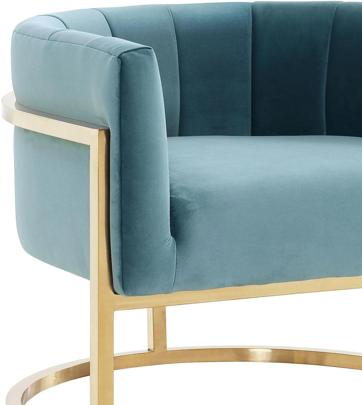 Magnolia Sea Blue Chair with Gold Base Chairs| TOV