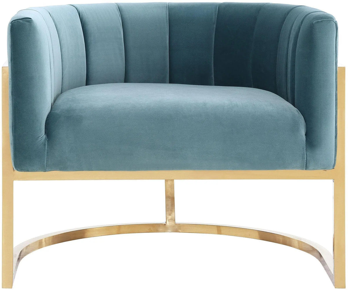 Magnolia Sea Blue Chair with Gold Base Chairs| TOV
