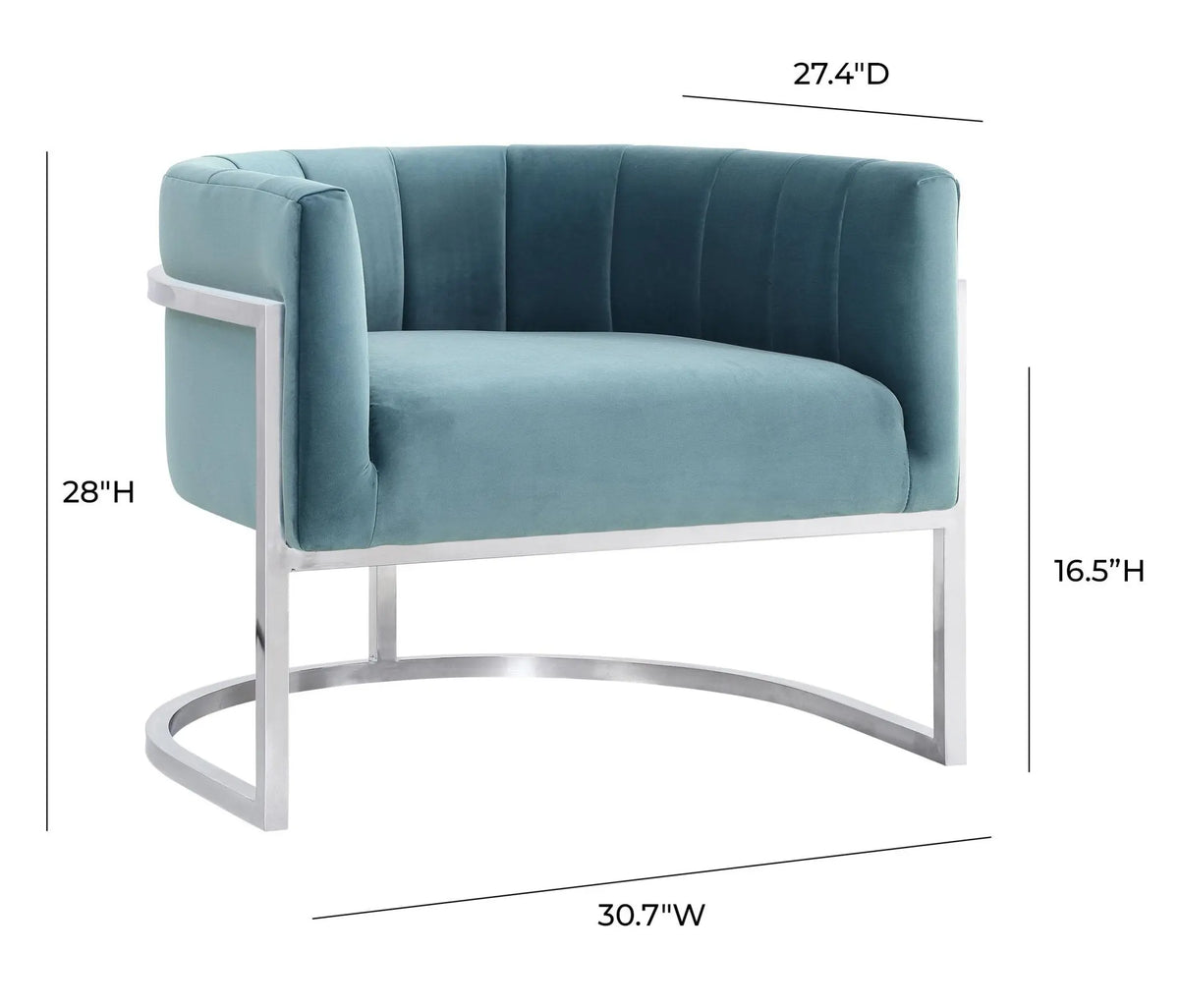 Magnolia Sea Blue Chair with Silver Base Chairs| TOV