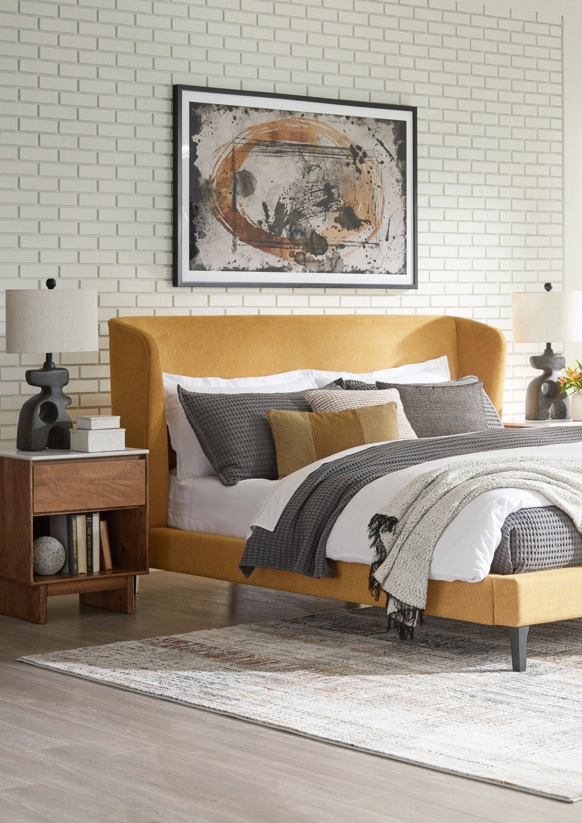 Maloken California King Upholstered Bed with Roll Slats Beds| Ashley Homestore