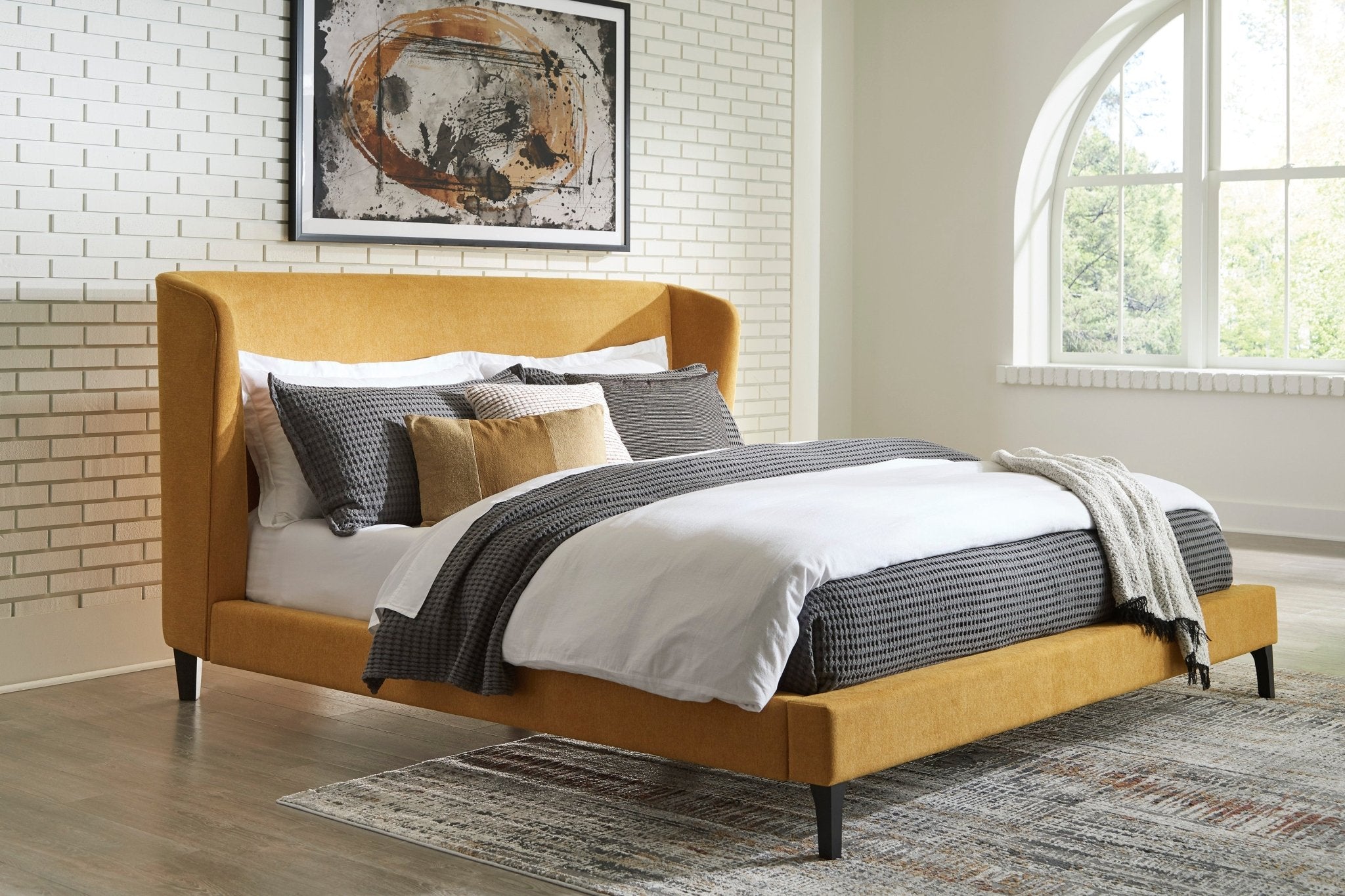 Maloken California King Upholstered Bed with Roll Slats Beds| Ashley Homestore