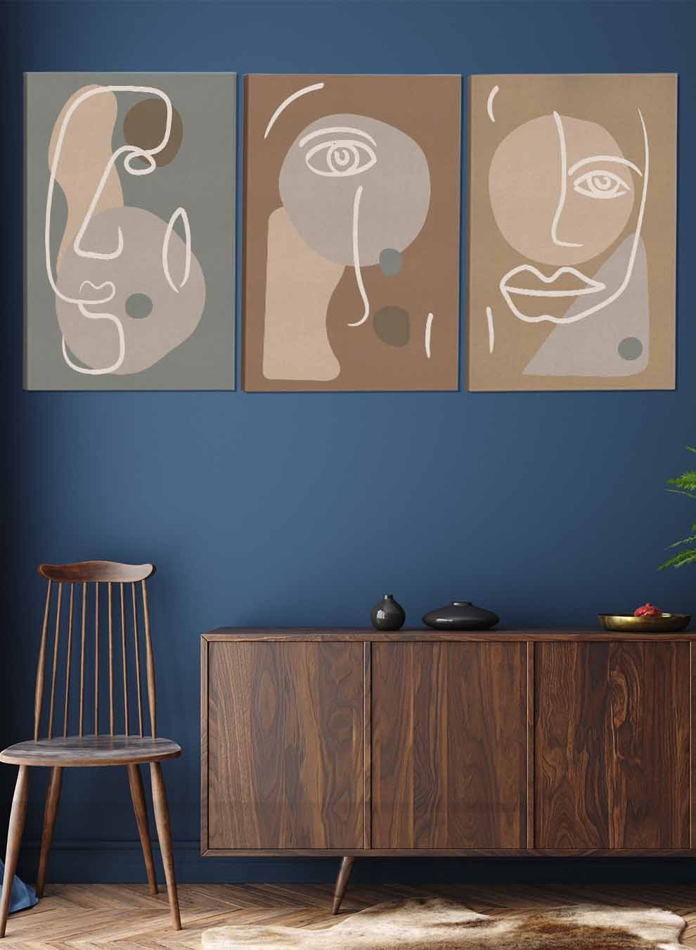 Man Face Abstract Paintings(set of 3) Paintings & Pictures| LOWHA