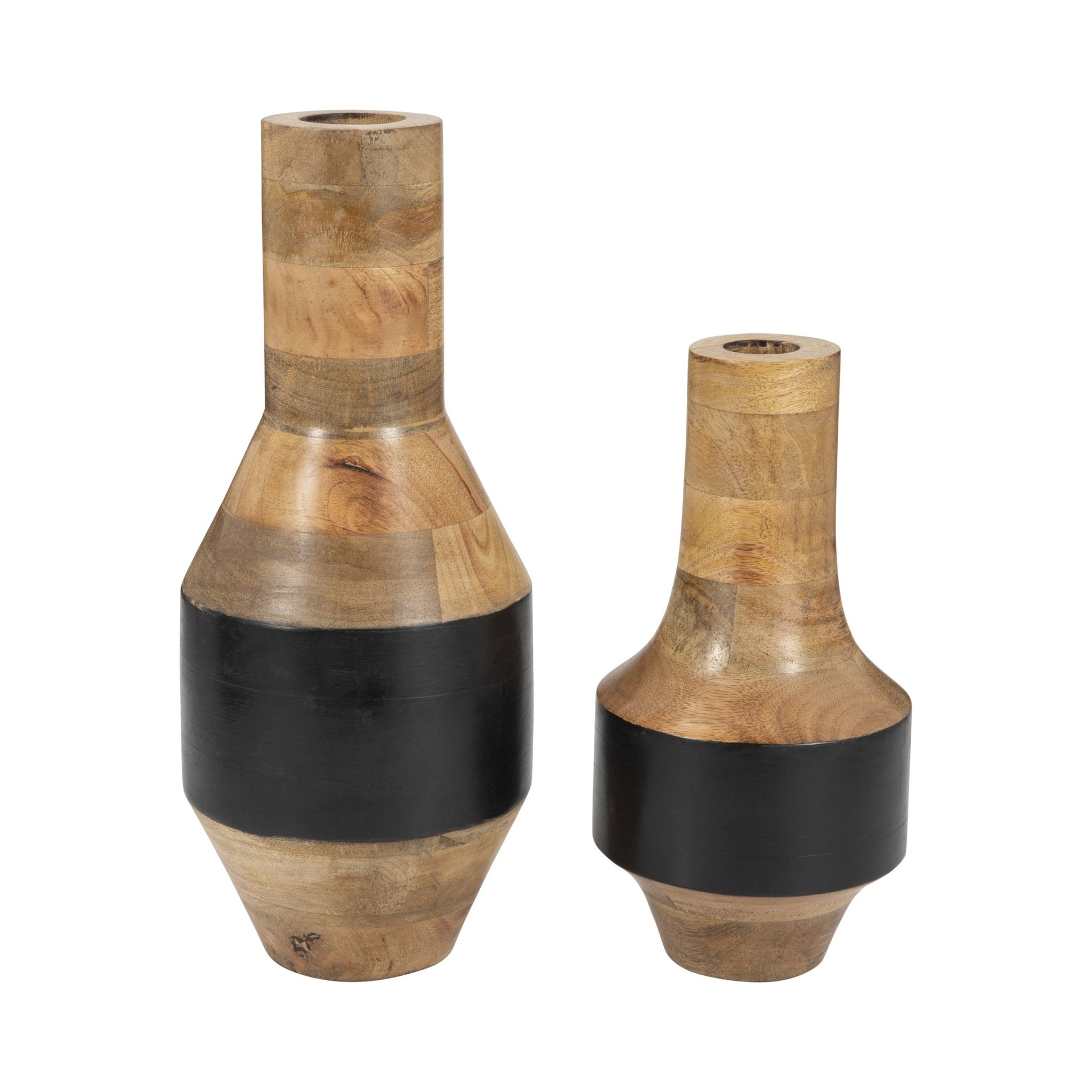 MANGO WOOD, 11" 2-TONE VASE, BROWN/BLACK Vases and Jars| Sagebrook Home