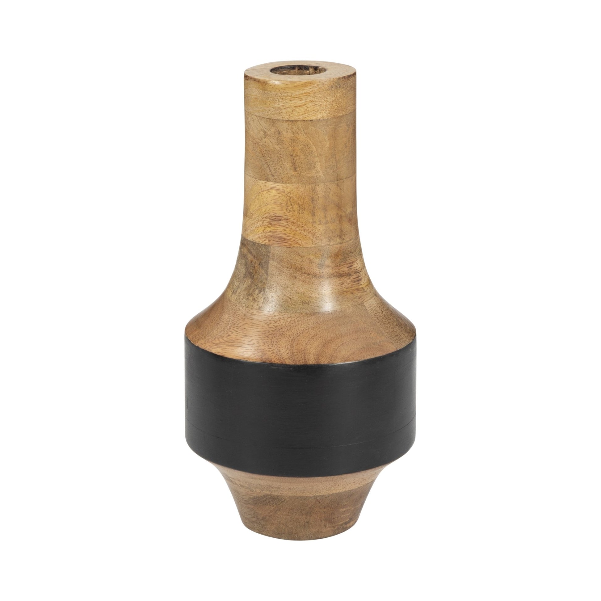 MANGO WOOD, 11" 2-TONE VASE, BROWN/BLACK Vases and Jars| Sagebrook Home