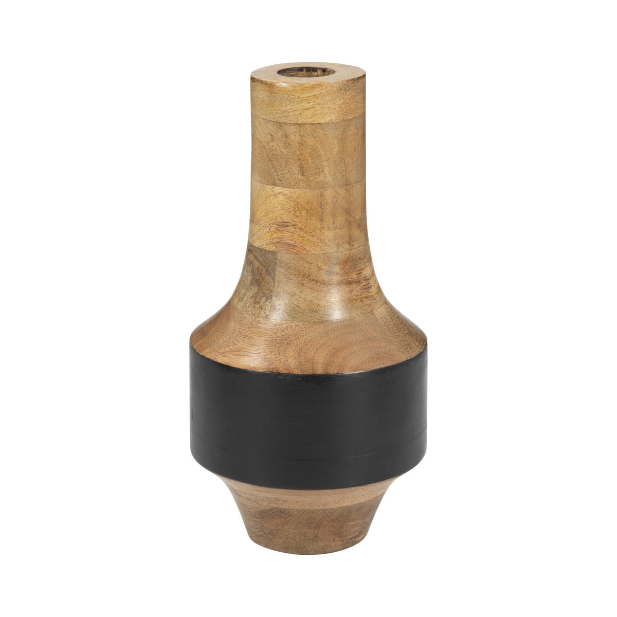 MANGO WOOD, 11" 2-TONE VASE, BROWN/BLACK Vases and Jars| Sagebrook Home