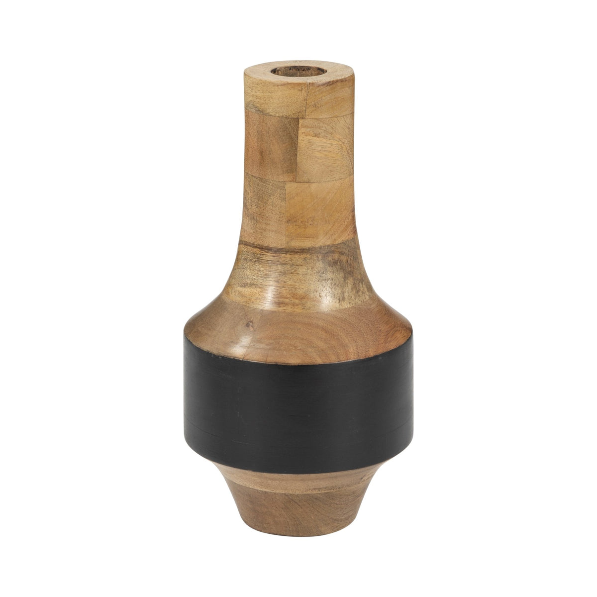 MANGO WOOD, 11" 2-TONE VASE, BROWN/BLACK Vases and Jars| Sagebrook Home