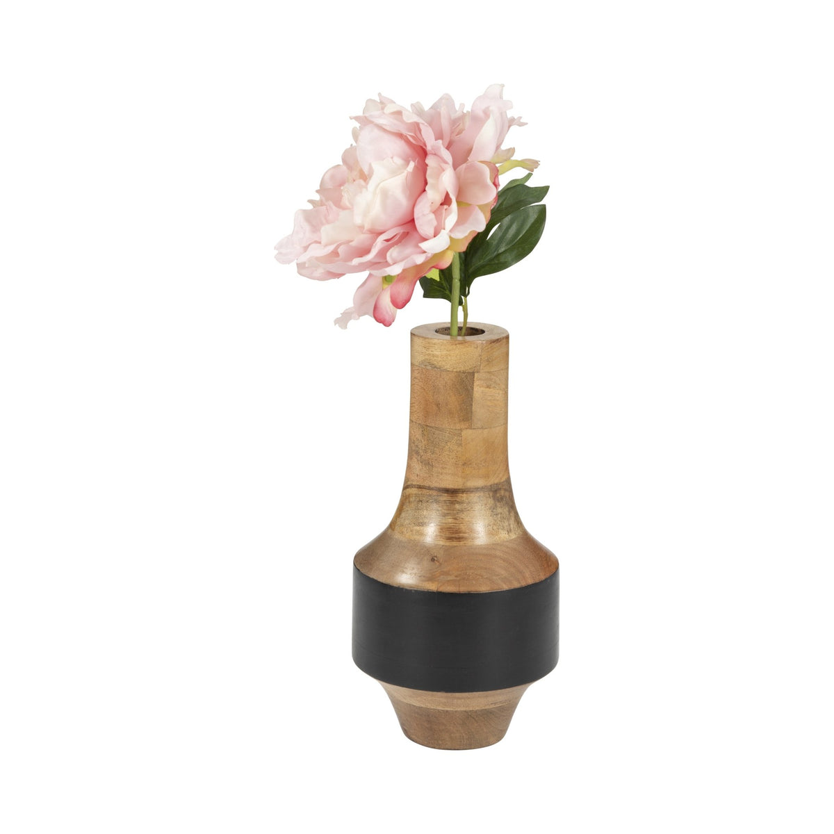 MANGO WOOD, 11" 2-TONE VASE, BROWN/BLACK Vases and Jars| Sagebrook Home