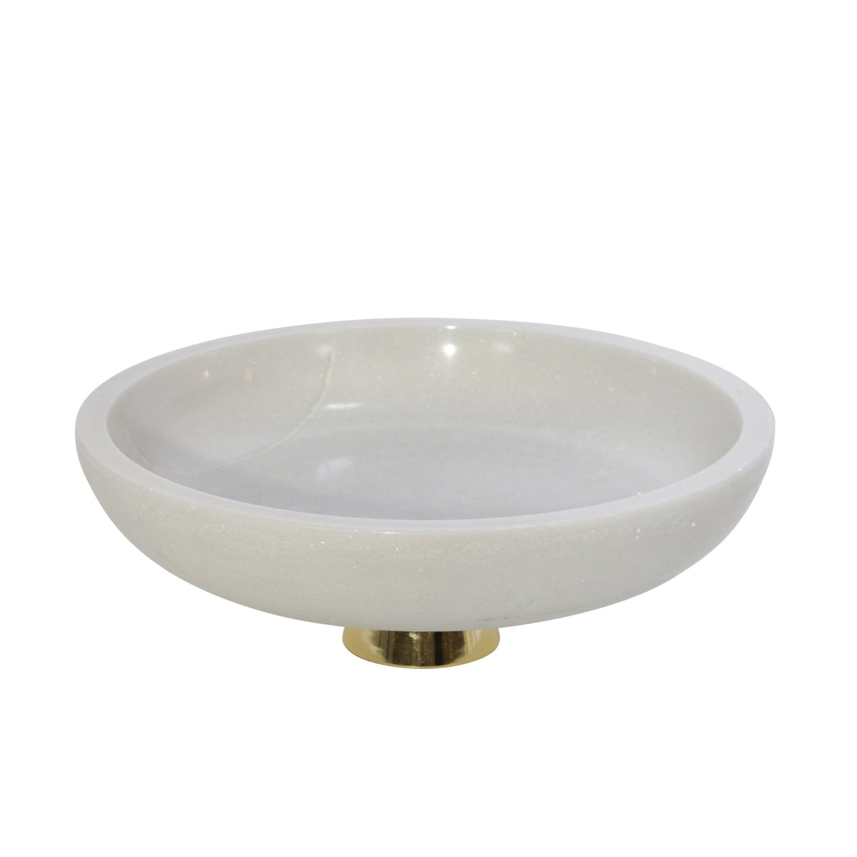 MARBLE 12" BOWL W/ METAL BASE, WHITE Bowl| Sagebrook Home