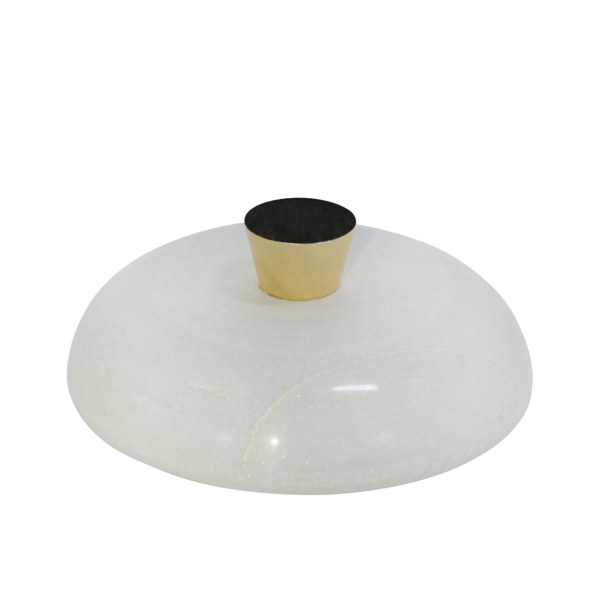 MARBLE 12" BOWL W/ METAL BASE, WHITE Bowl| Sagebrook Home