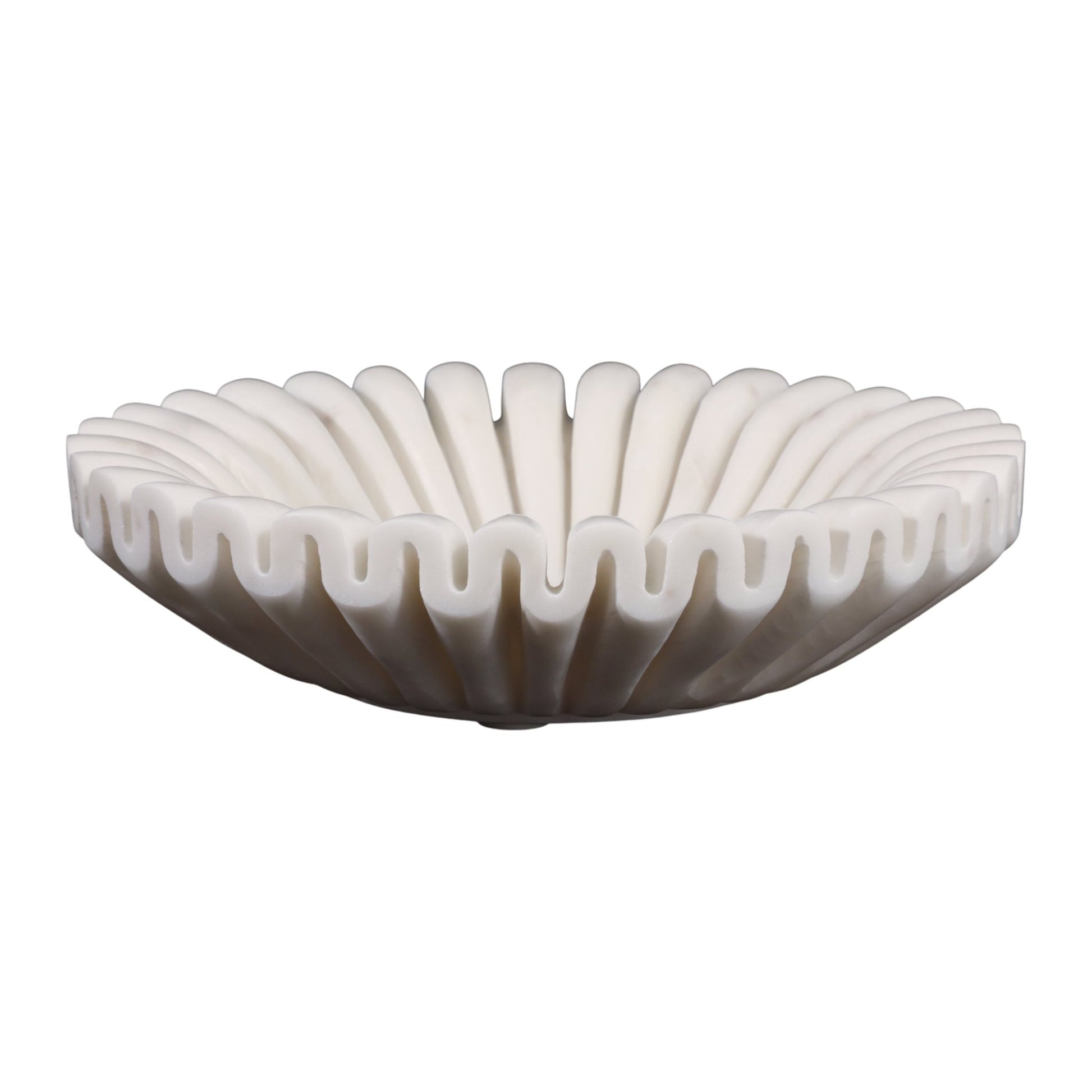 MARBLE, 12" PLEATED BOWL, WHITE Table Decors| Sagebrook Home