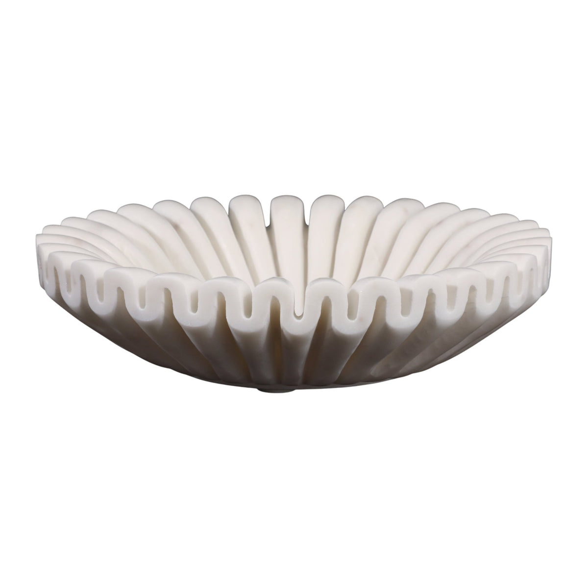 MARBLE, 12" PLEATED BOWL, WHITE Table Decors| Sagebrook Home
