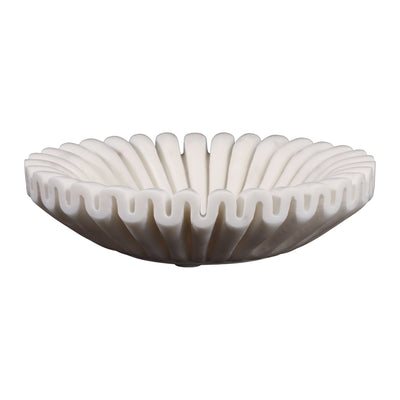 MARBLE, 12" PLEATED BOWL, WHITE - Al Rugaib Furniture