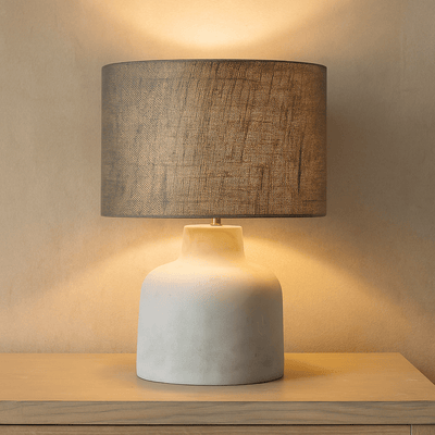 MARBLE 20" URN TABLE LAMP, GRAY - Al Rugaib Furniture