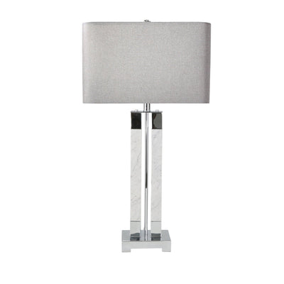 MARBLE 34" TWIN COLUMN TABLE LAMP, WHITE - Al Rugaib Furniture