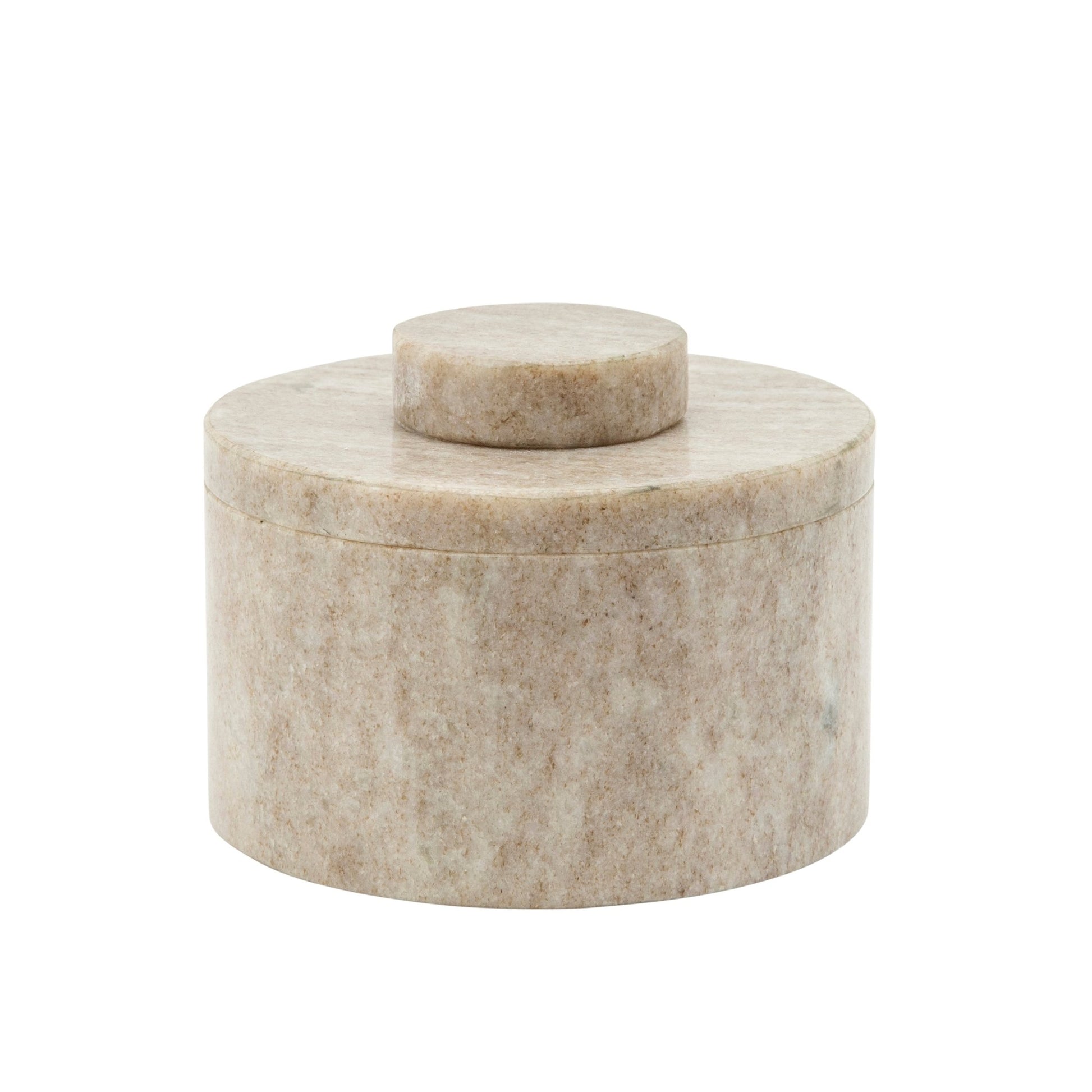 MARBLE 4" ROUND BOX W/ KNOB, GRAY Box| Sagebrook Home