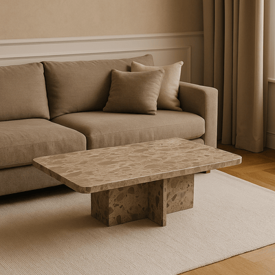 MARBLE, 48" COFFEE TABLE, BROWN KD - Al Rugaib Furniture