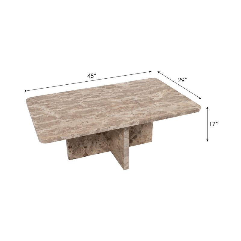 MARBLE, 48" COFFEE TABLE, BROWN KD - Al Rugaib Furniture
