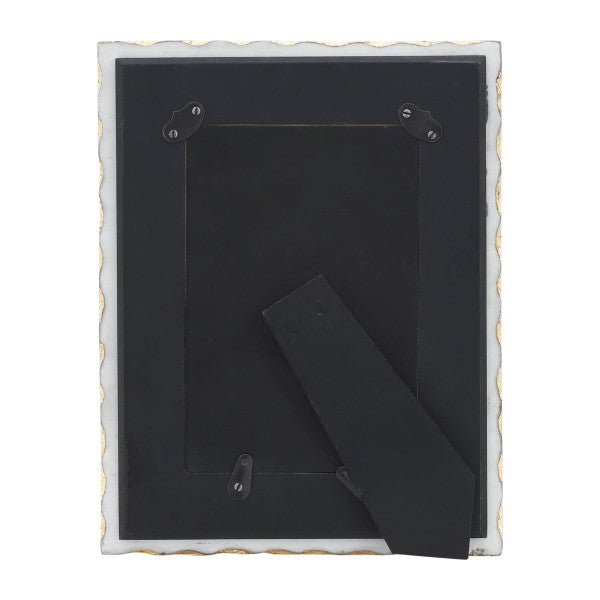 MARBLE, 4X6 JAGGED PHOTO FRAME W/ GOLD TRIM, WHIT Photo Frames| Sagebrook Home
