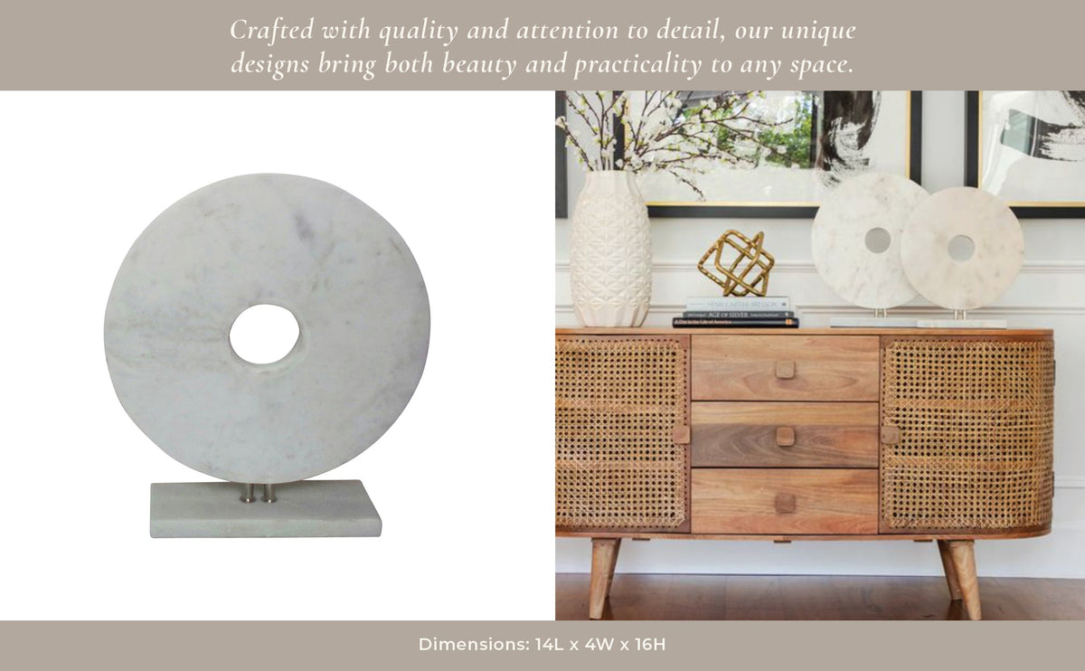 MARBLE 6" DISK W/ BASE, WHITE Table Decors| Sagebrook Home