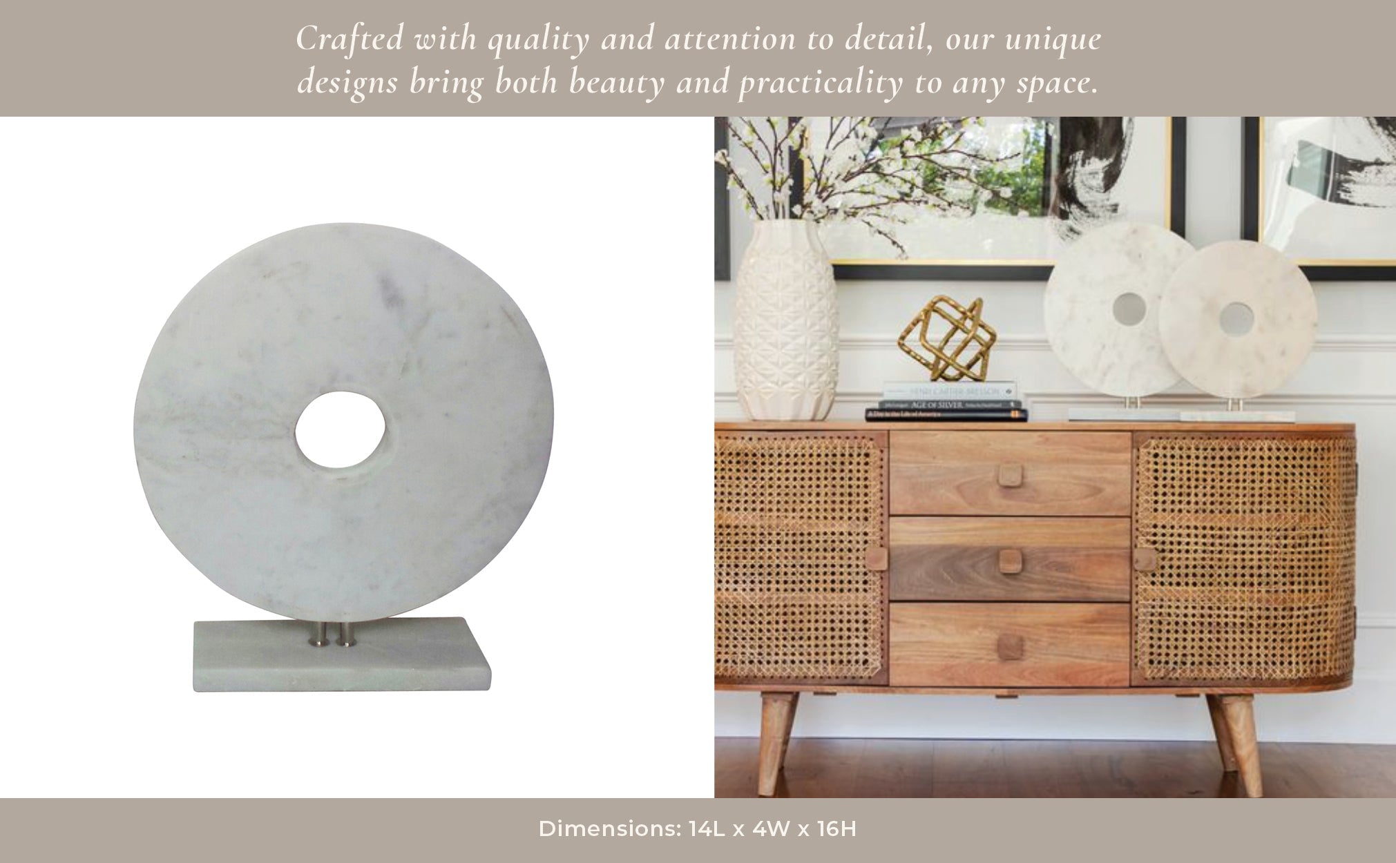 MARBLE 6" DISK W/ BASE, WHITE Table Decors| Sagebrook Home