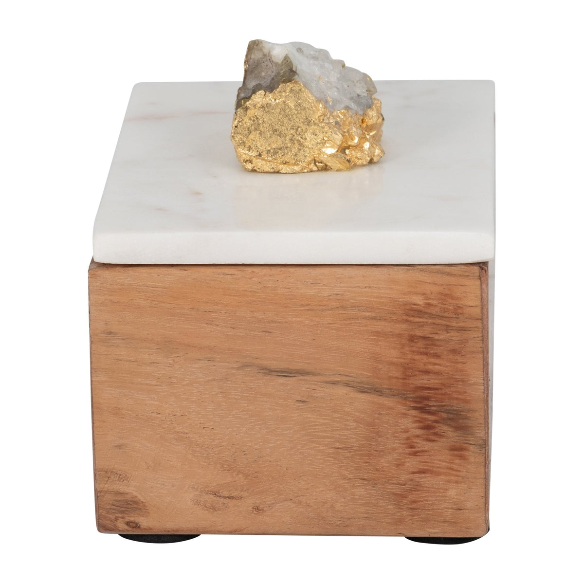 MARBLE, 7" CLEAR AGATE CLUSTER & WOOD BASE BOX, NA Box| Sagebrook Home