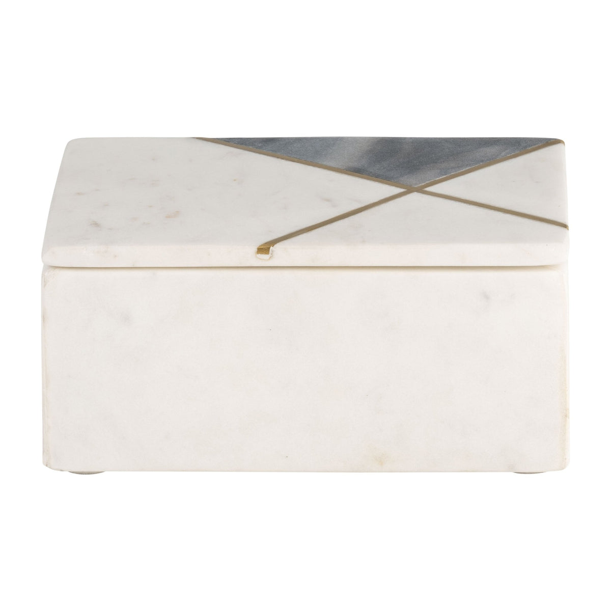 MARBLE, 7X5 RECTANGULAR BOX BRASS INLAY, WHITE Box| Sagebrook Home