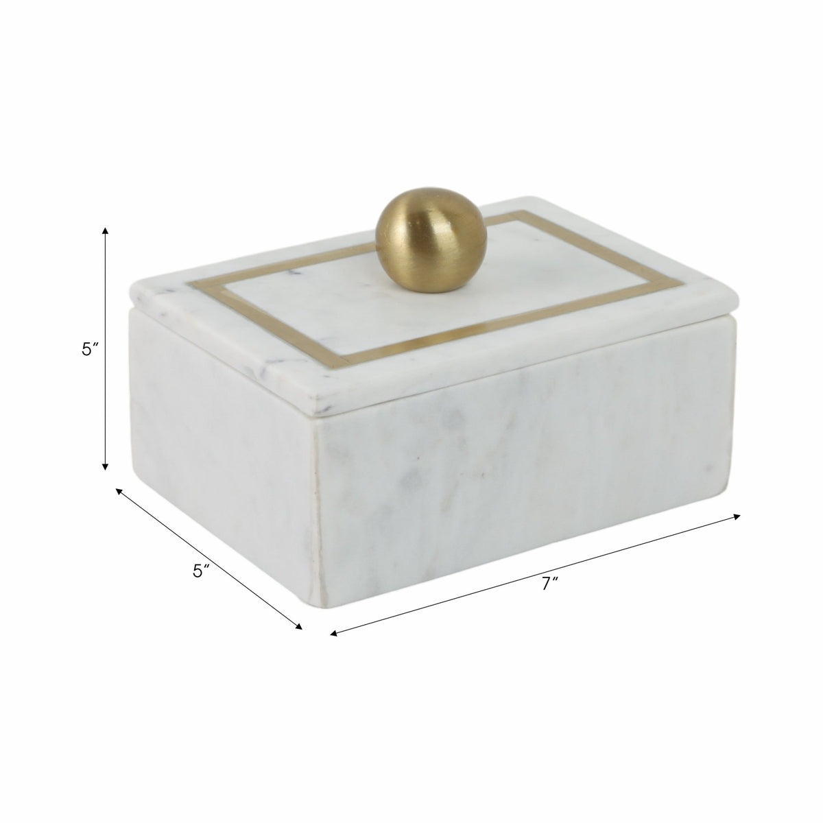 Marble, 7X5 Rectangular Box - Knob, White Box| Sagebrook Home