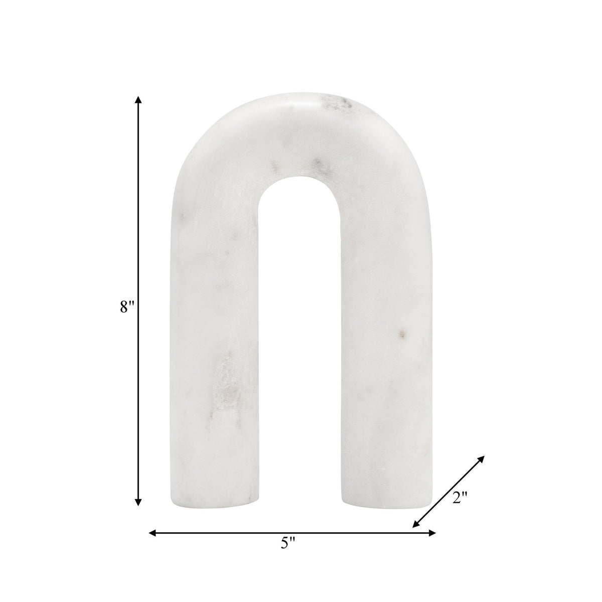 MARBLE, 8" ROUNDED HORSESHOE TABLE TOP DECO, WHITE Table Decors| Sagebrook Home