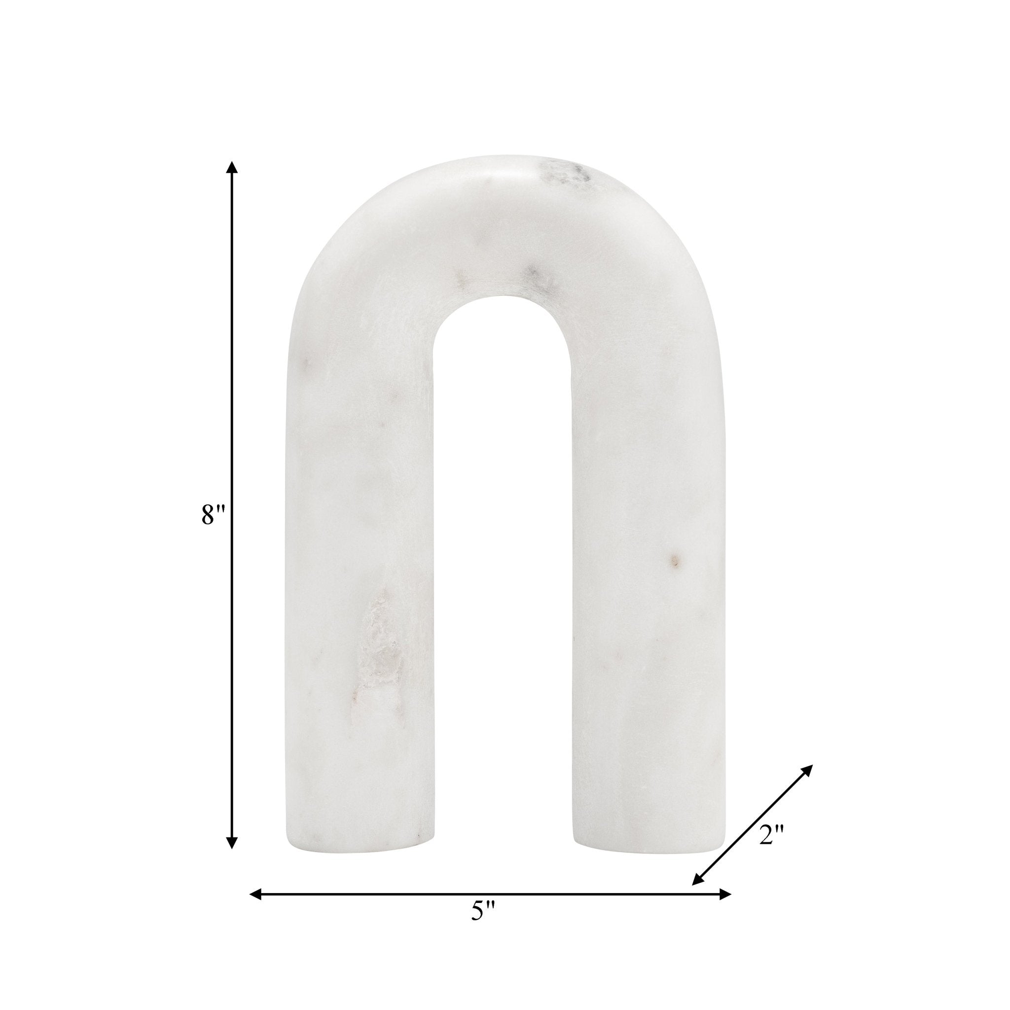 MARBLE, 8" ROUNDED HORSESHOE TABLE TOP DECO, WHITE Table Decors| Sagebrook Home
