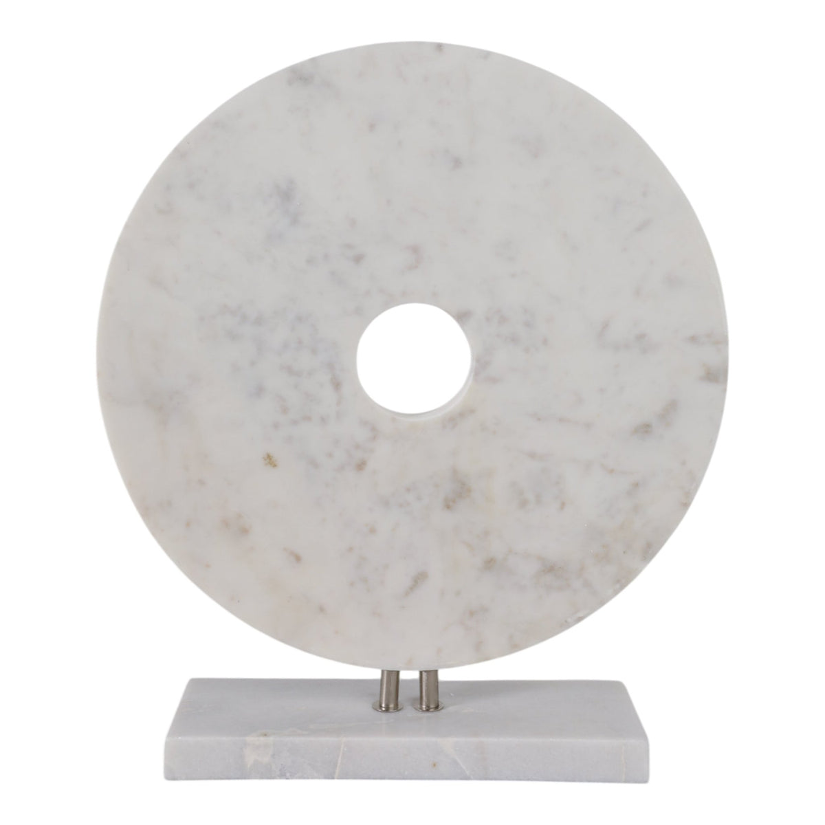 MARBLE 8"H DISK W/ BASE, WHITE Table Decors| Sagebrook Home