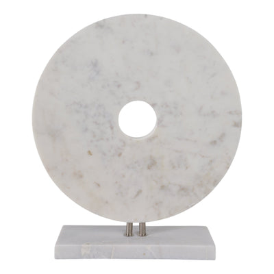 MARBLE 8"H DISK W/ BASE, WHITE - Al Rugaib Furniture