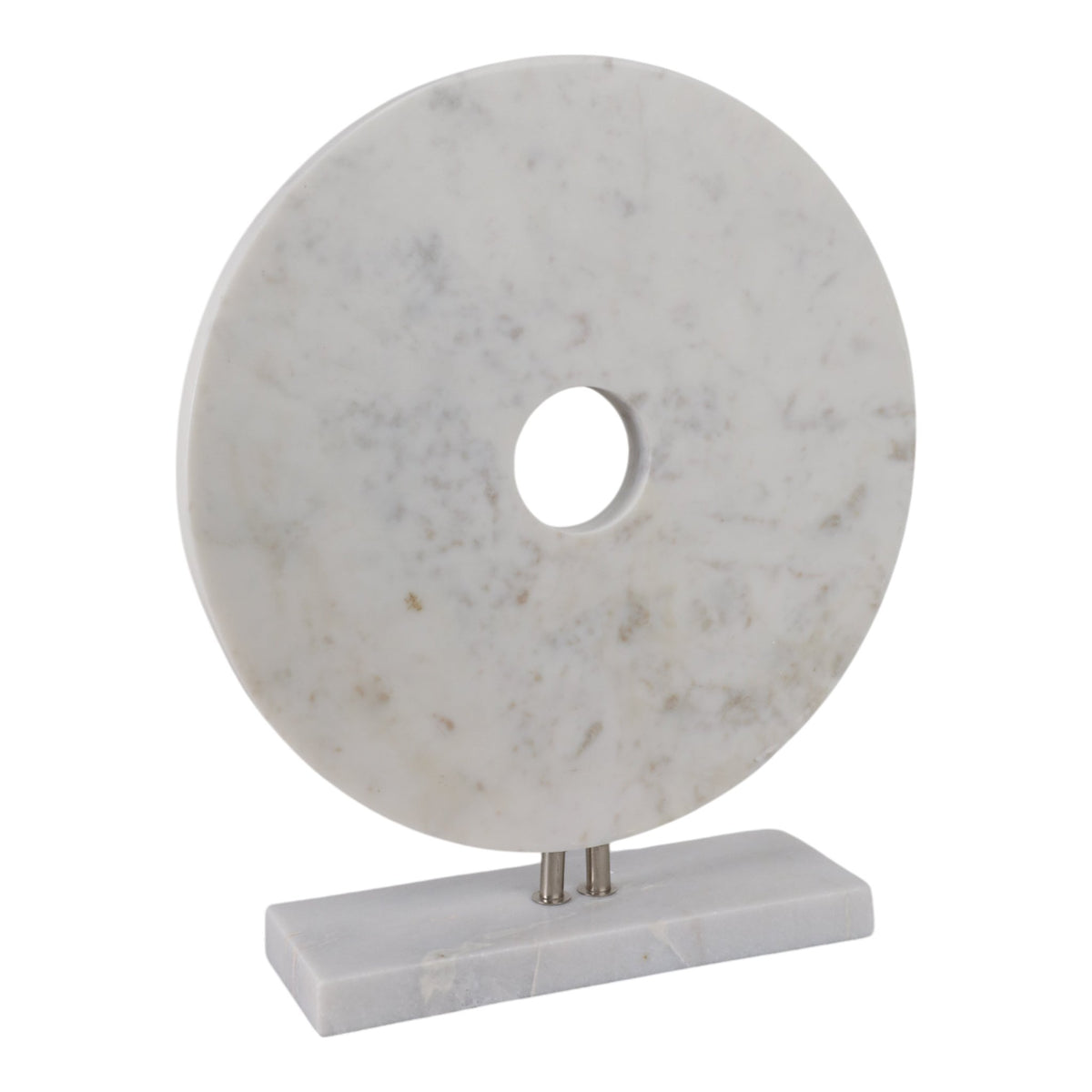 MARBLE 8"H DISK W/ BASE, WHITE Table Decors| Sagebrook Home