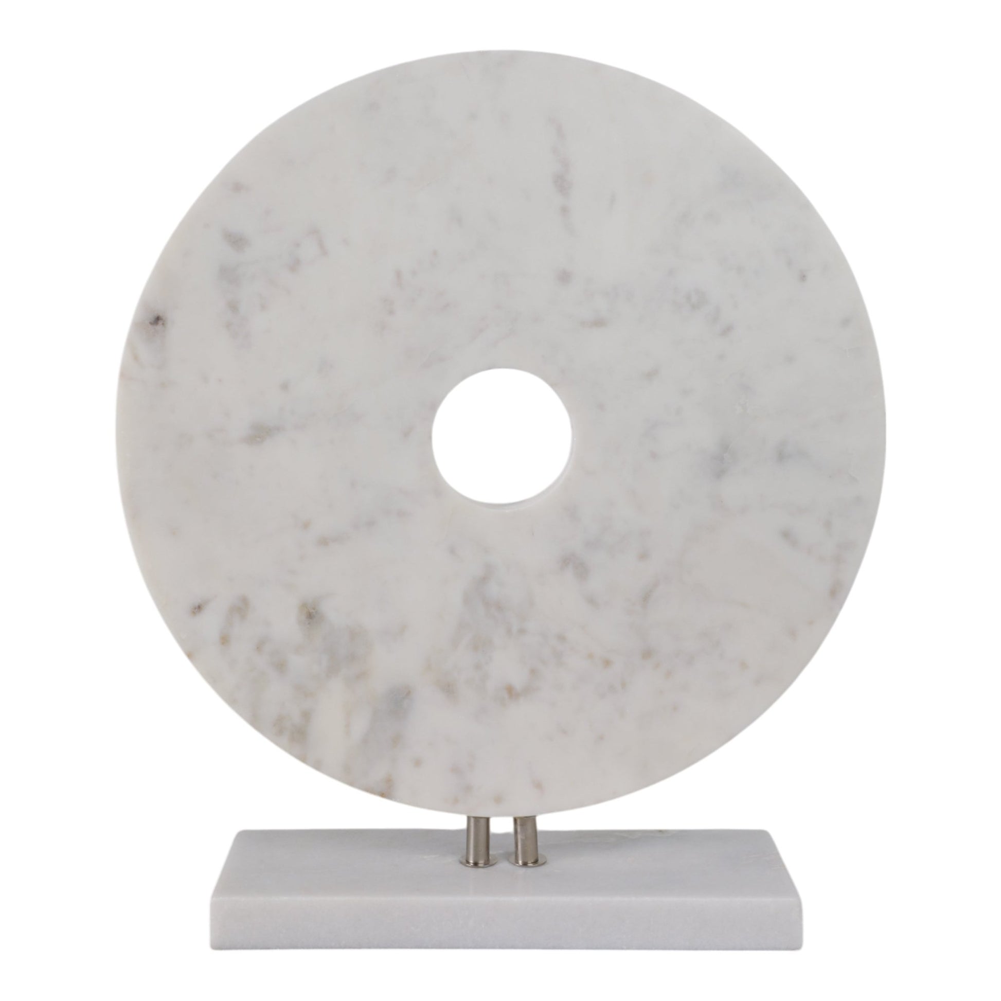 MARBLE 8"H DISK W/ BASE, WHITE Table Decors| Sagebrook Home