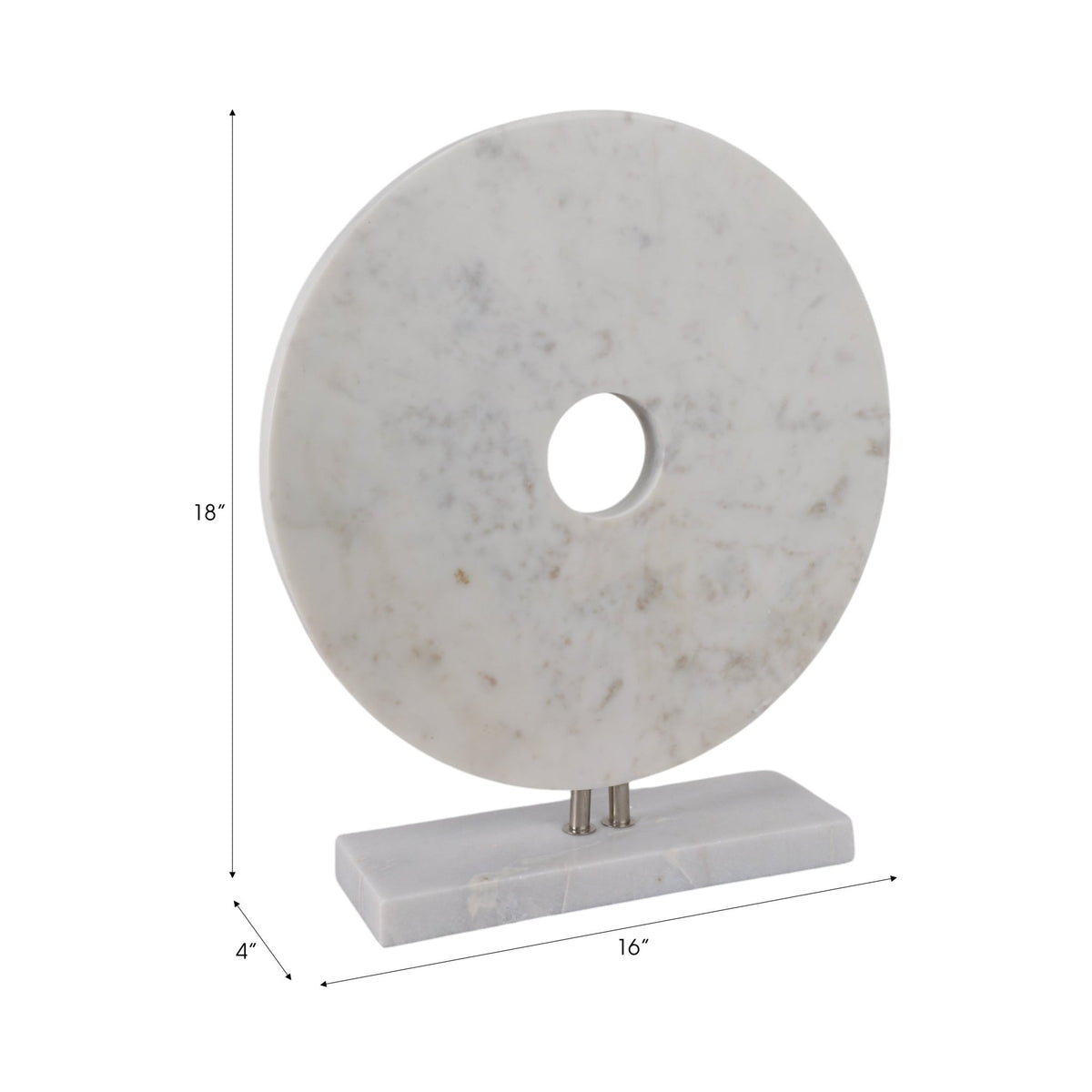 MARBLE 8"H DISK W/ BASE, WHITE Table Decors| Sagebrook Home