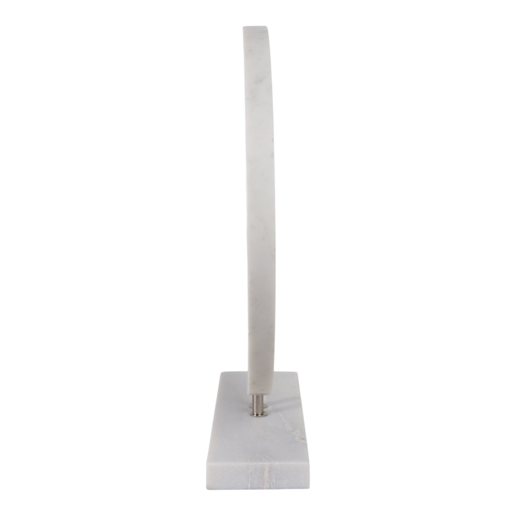 MARBLE 8"H DISK W/ BASE, WHITE Table Decors| Sagebrook Home