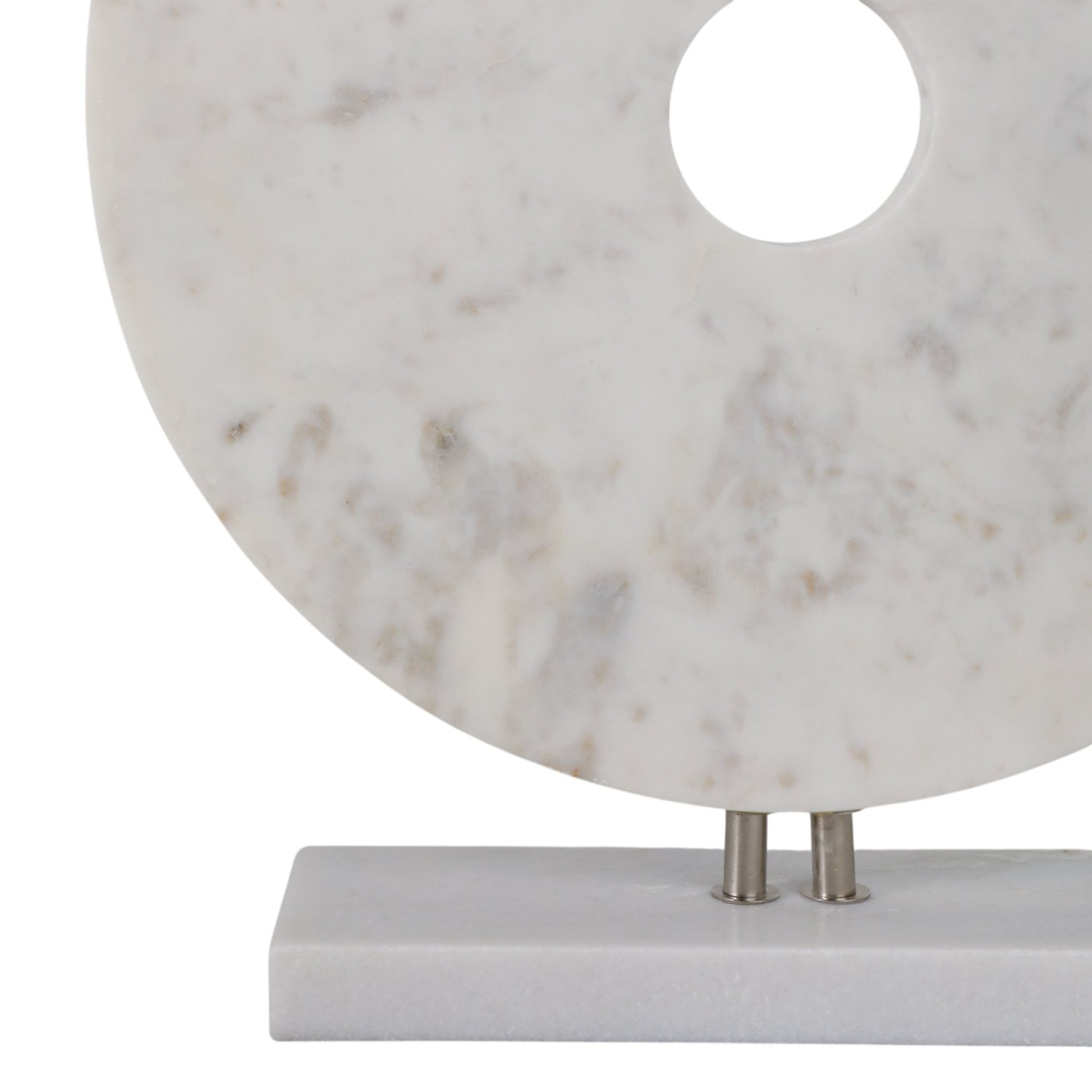 MARBLE 8"H DISK W/ BASE, WHITE Table Decors| Sagebrook Home