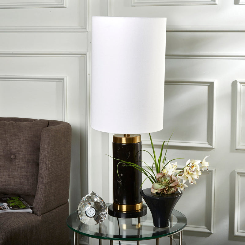 MARBLE BASE 32" TABLE LAMP, BLACK - Al Rugaib Furniture