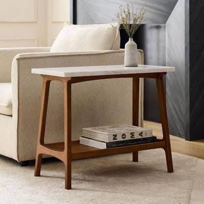 Marble Essence Walnut Side Table - Al Rugaib Furniture