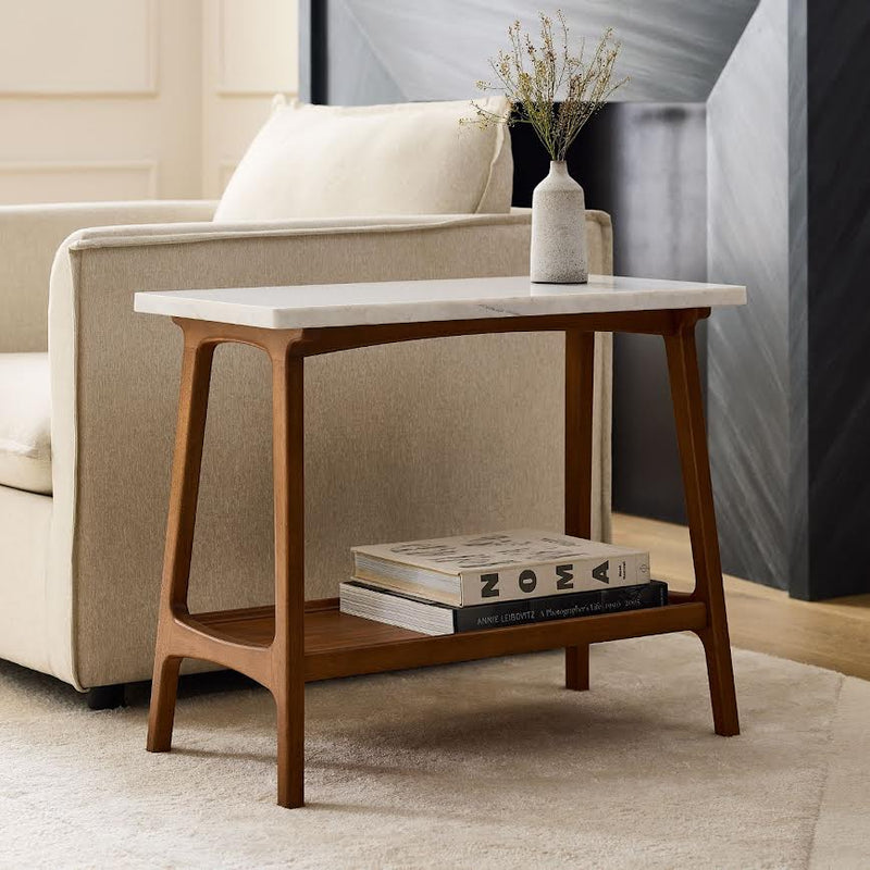 Marble Essence Walnut Side Table - Al Rugaib Furniture