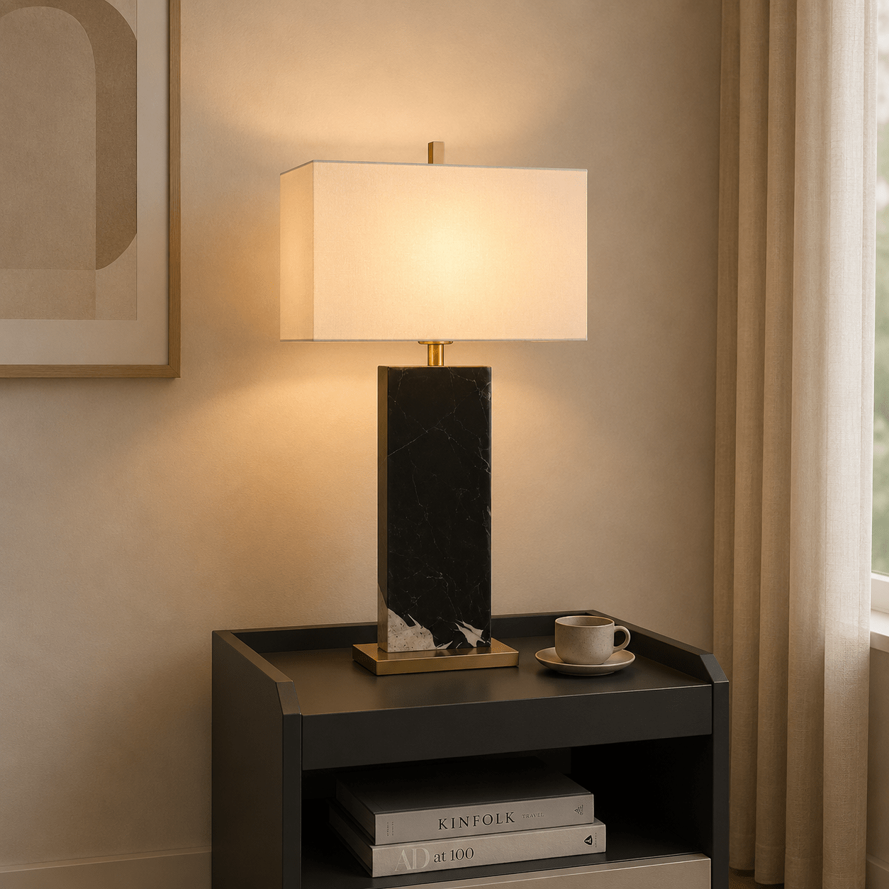 Luma Stone Nero Black Marble Table Lamp Table Lamps| Roots Furniture