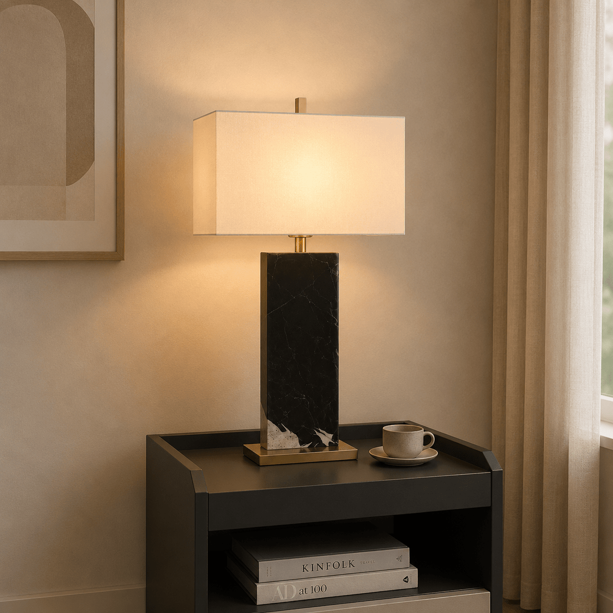 Luma Stone Nero Black Marble Table Lamp Table Lamps| Roots Furniture