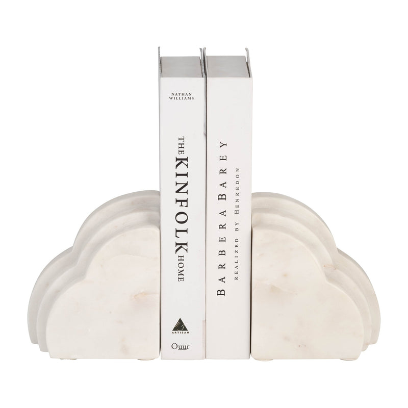 MARBLE, S/2 6"H RAINBOW BOOKENDS, WHITE - Al Rugaib Furniture