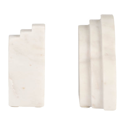 MARBLE, S/2 6"H RAINBOW BOOKENDS, WHITE - Al Rugaib Furniture