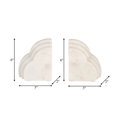 MARBLE, S/2 6"H RAINBOW BOOKENDS, WHITE - Al Rugaib Furniture