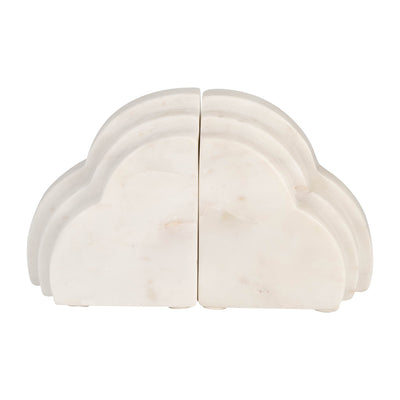 MARBLE, S/2 6"H RAINBOW BOOKENDS, WHITE - Al Rugaib Furniture