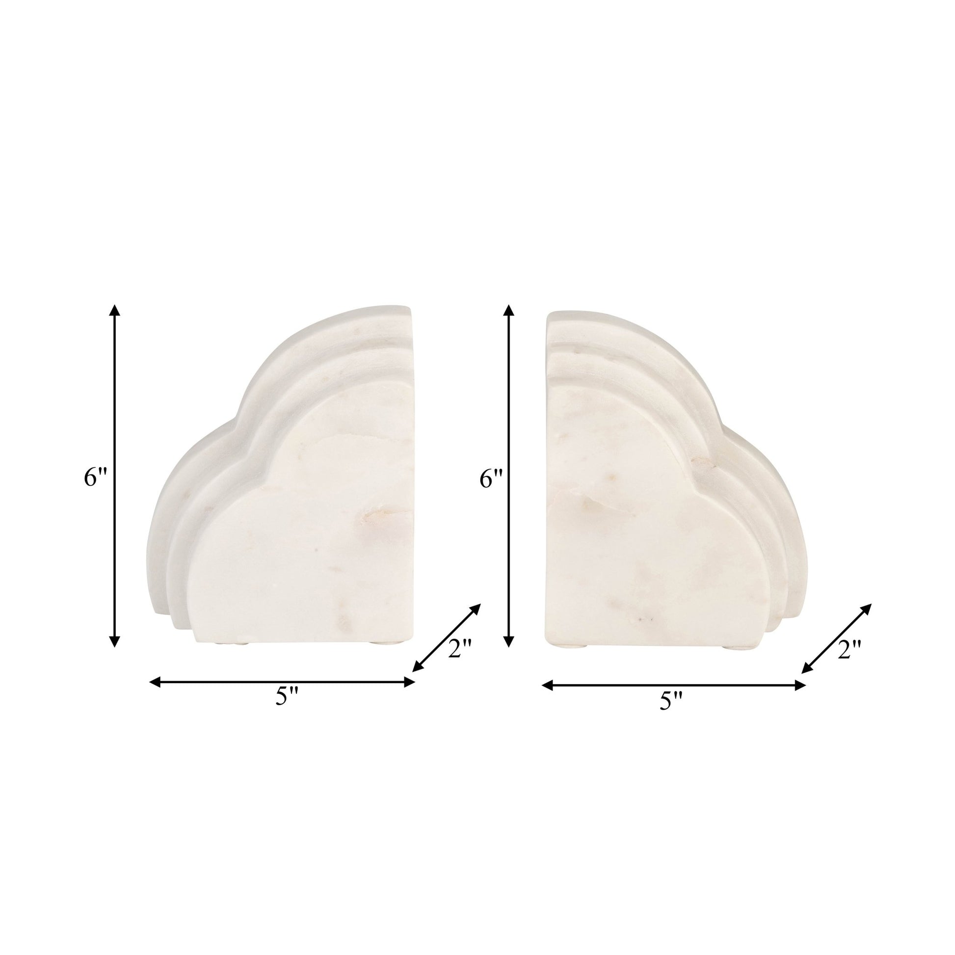 MARBLE, S/2 6"H RAINBOW BOOKENDS, WHITE Table Decors| Sagebrook Home