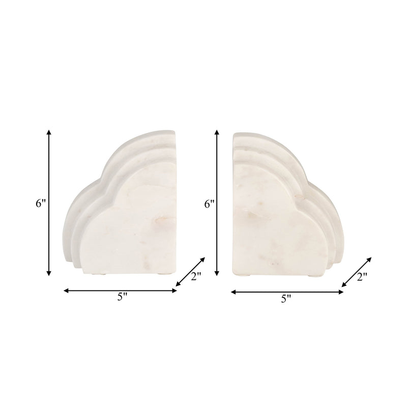 MARBLE, S/2 6"H RAINBOW BOOKENDS, WHITE - Al Rugaib Furniture